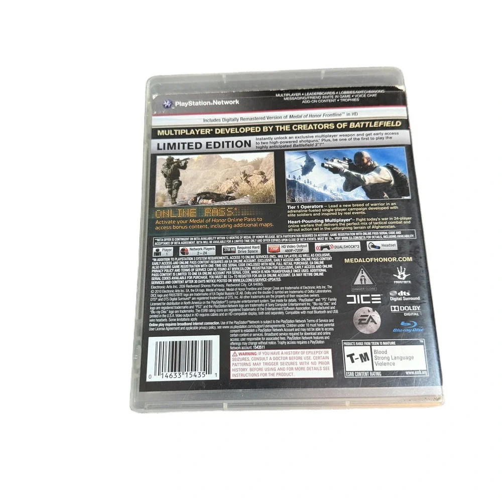 Medal of Honor Limited Edition Sony PS3 PlayStation 3 Game Includes Frontline HD